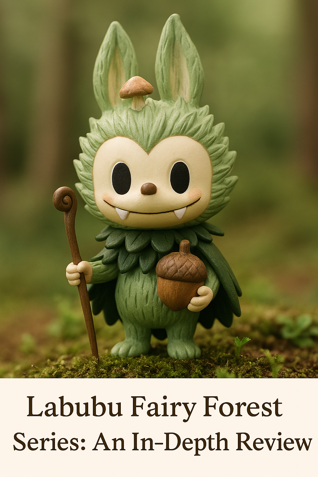 Labubu figure in a whimsical fairy forest